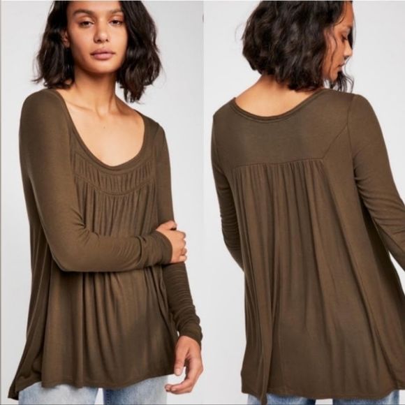 Free People We The Free Love Valley Soft Stretch Ribbed OliveGreen/Brown Size S - Picture 5 of 14